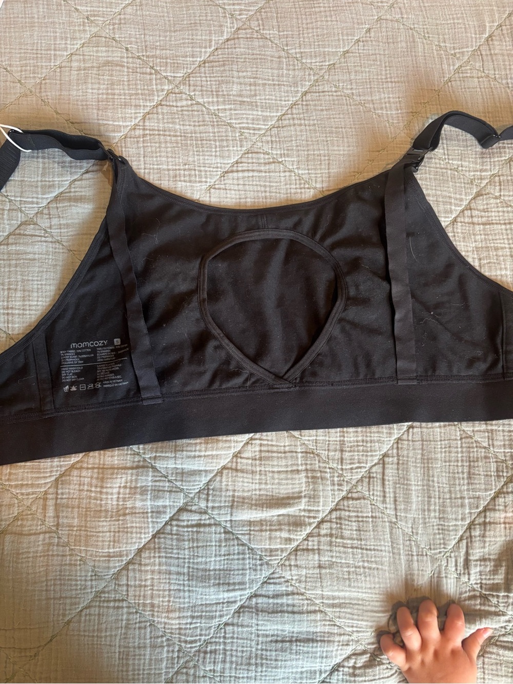 Momcozy Black Nursing Sleep Bra - Soft Support
